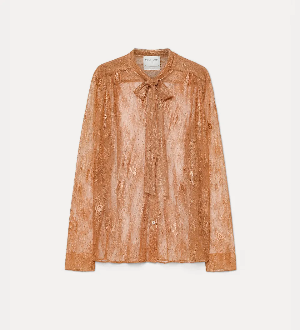 Forte camicie chantilly lace bow-tie shirt camicia the in pizzo