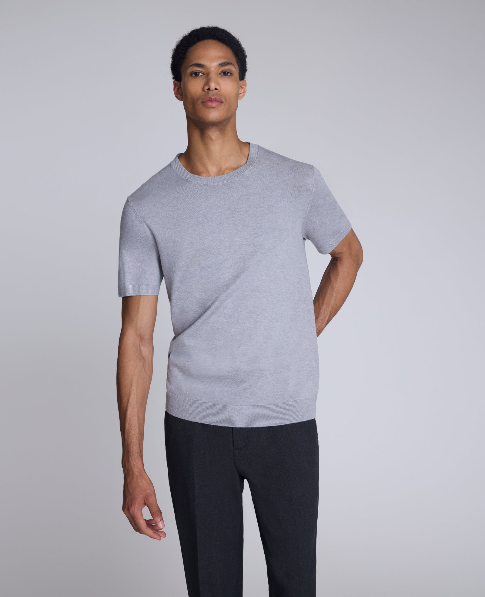 Kenneth Cole Reaction Clothing Sweater Tee maglia grigia uomo viscosa