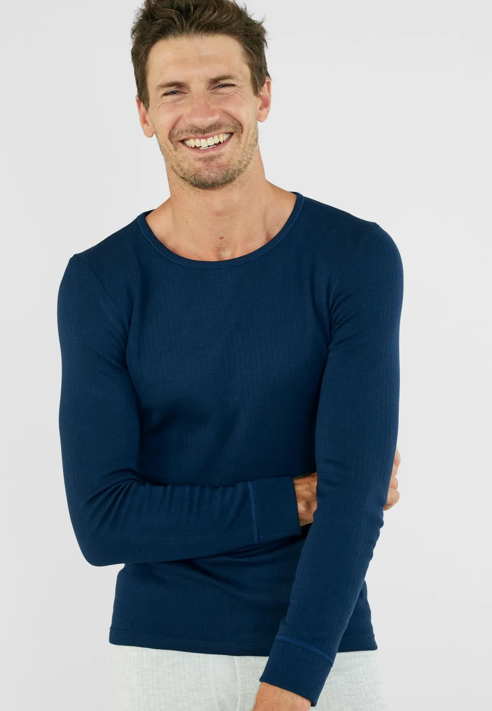Damart Thermolactyl T-shirt con scollo tondo a coste felpate maniche lunghe uomo