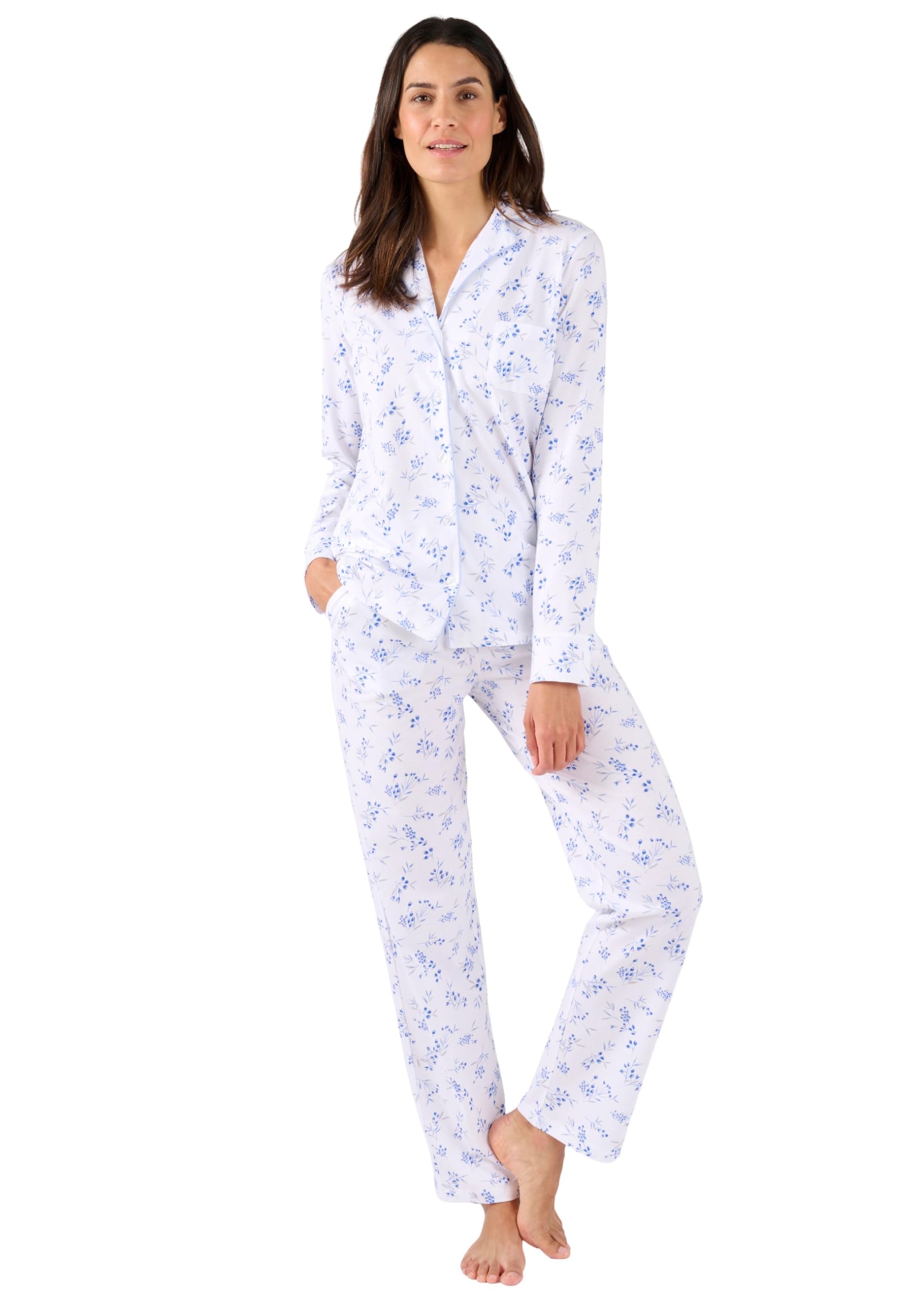 Damart Homewear Pigiama in maglia in puro cotone jersey rosa fiorito