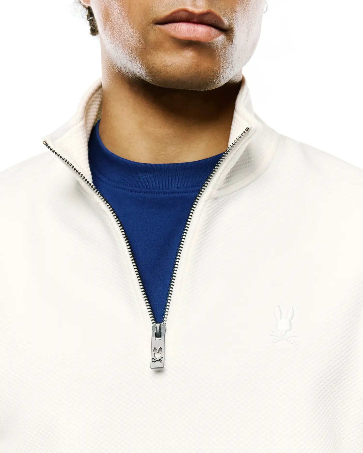 Psycho Bunny Men's Sweatshirts & Hoodies Marc Quarter-Zip Sweatshirt MT0500245 felpa ecru