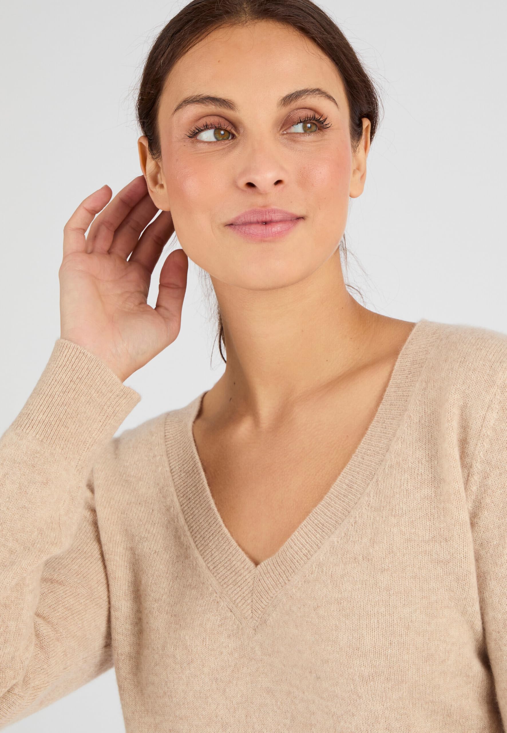 Damart Prêt-à-porter maglione in cashmere marrone beige melange 38-40