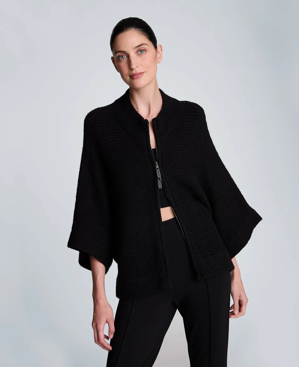 Kenneth Cole Clothing Elbow Sleeve Doleman Zip Cardigan cardigan nero con zip