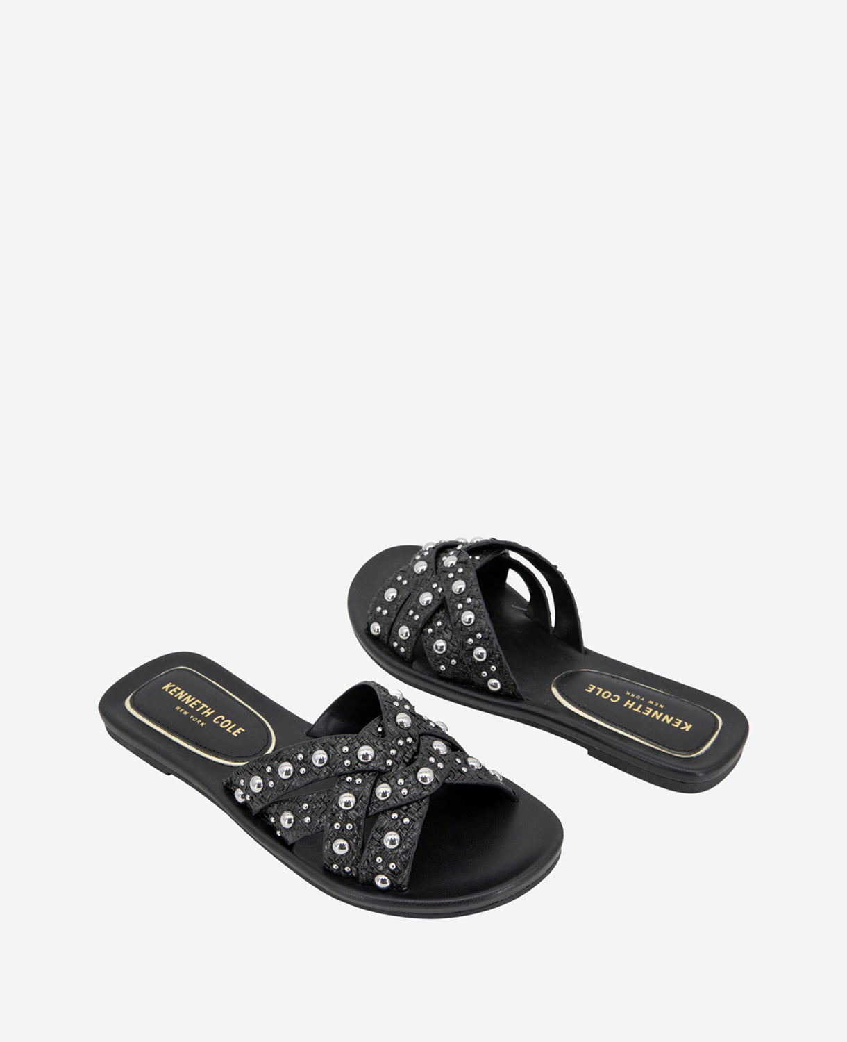 Kenneth Cole Reaction Shoes Jula Flat Sandal sandali neri in rafia