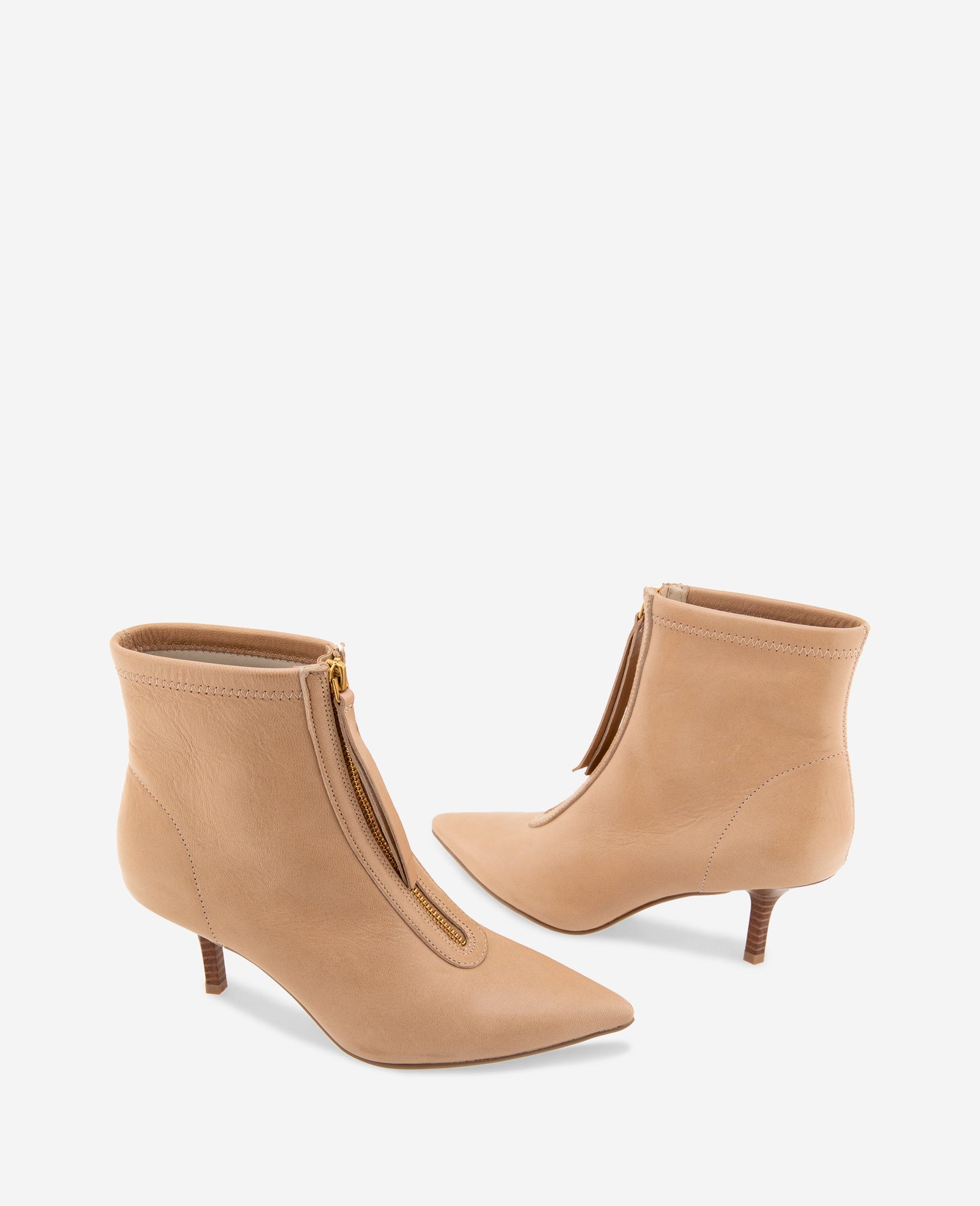 Kenneth Cole Reaction Shoes Udaya Leather Heel Bootie stivaletti pelle sabbia