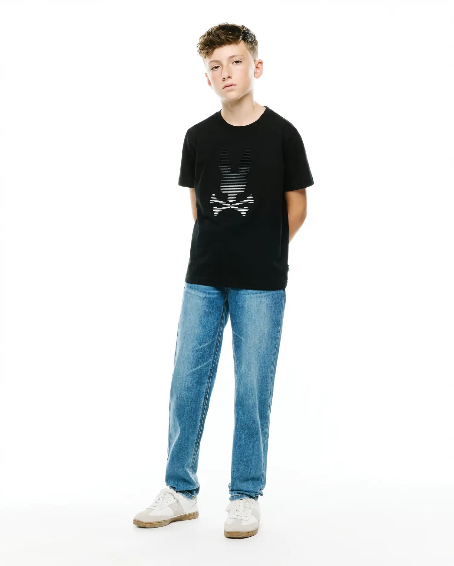 Psycho Bunny Kids Tees Slade Pima Graphic Tee KT0200282 maglietta nera in cotone Pima