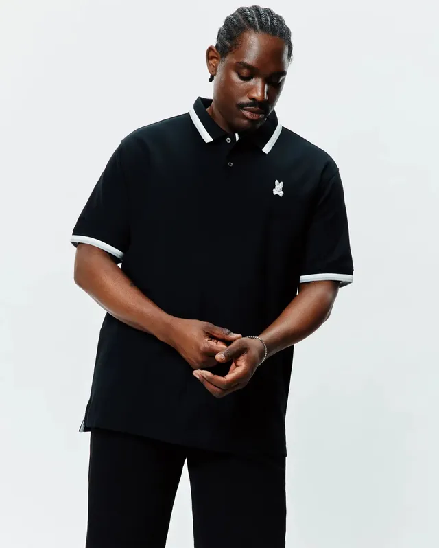 Psycho Bunny Big & Tall Holden Pique polo nera 1XL cotone Pima