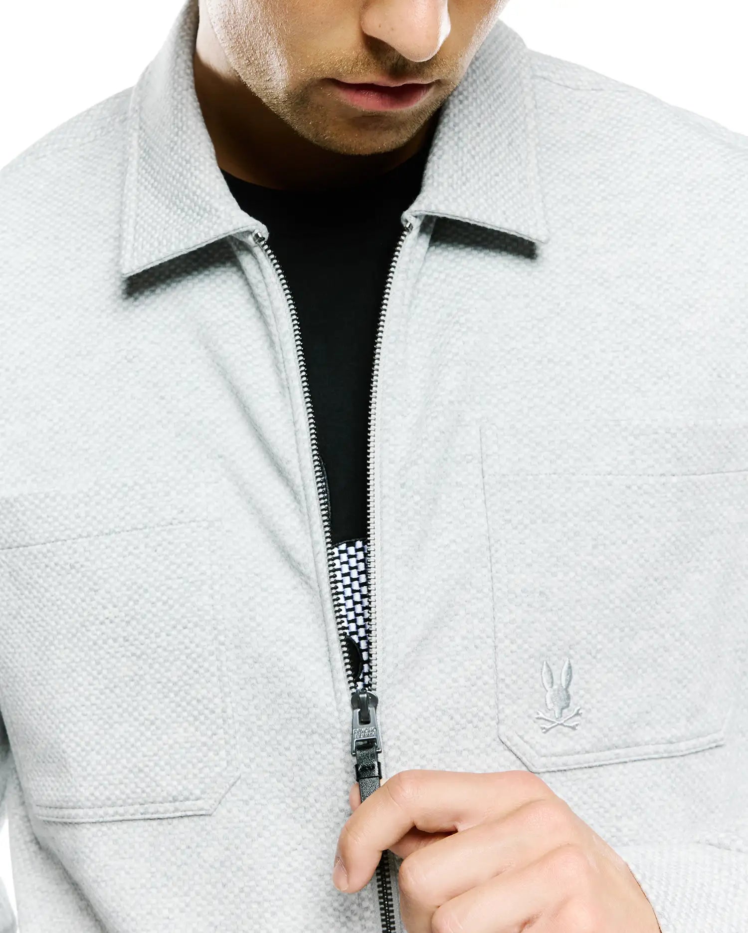 Psycho Bunny Jackets Marc Textured Overshirt sovracamicia grigia testurizzata