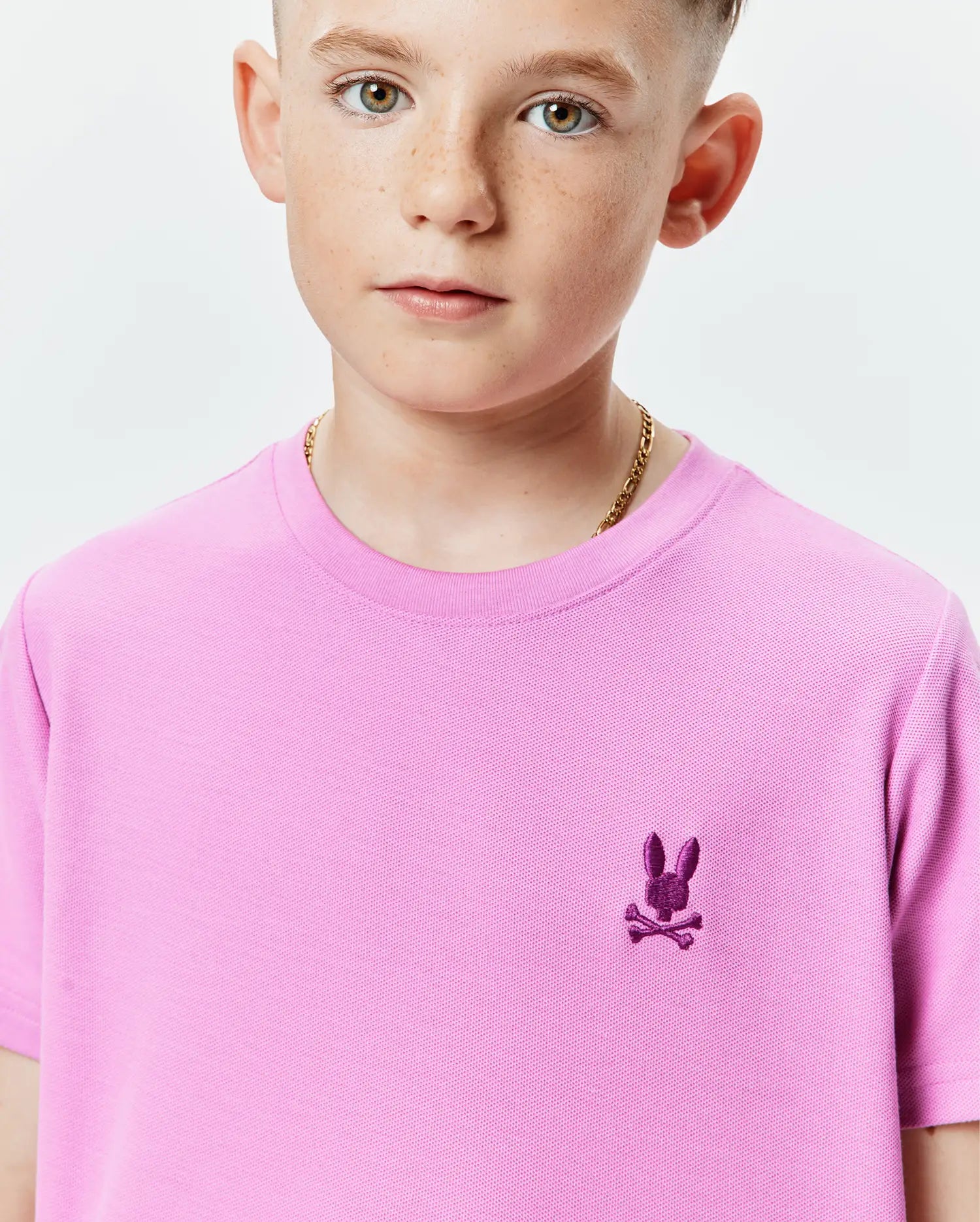Psycho Bunny Kids Tees Taylor Pique Tee maglietta lilla bambini in piqué