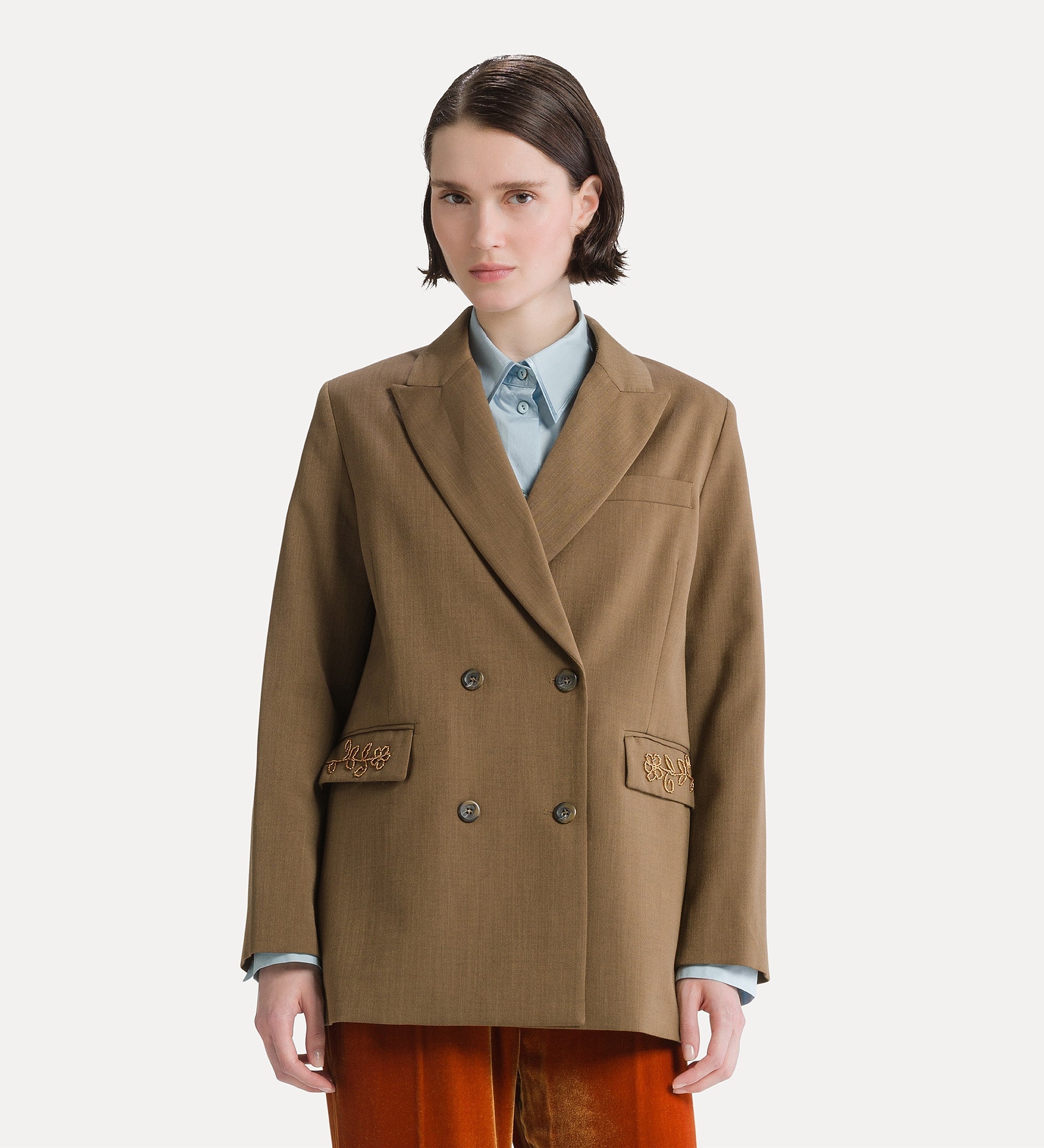 Forte giacche jacket with “the queen's beads” hand embroidery giacca giallo oro