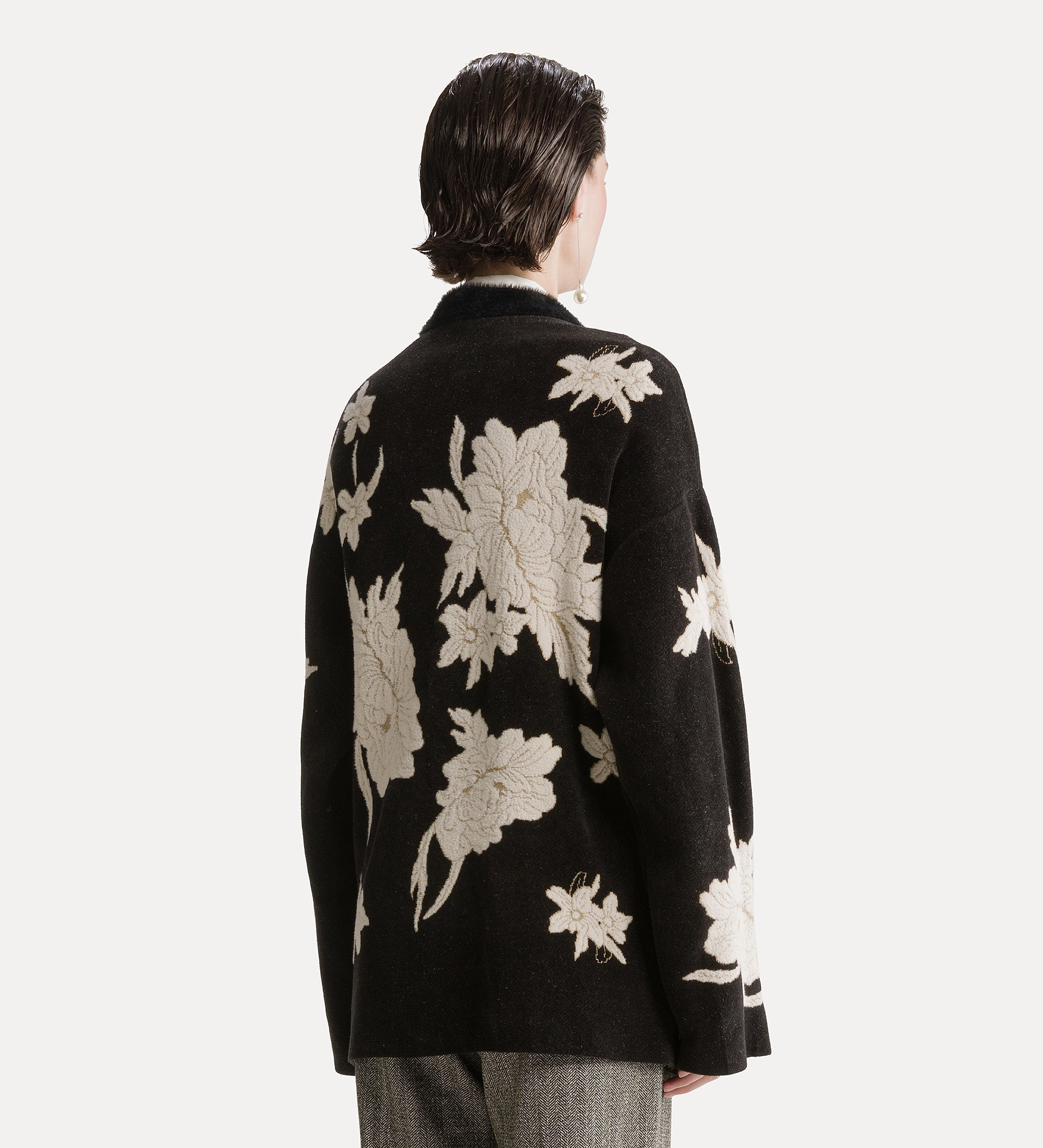 Forte maglieria The Lotus Jacquard Cardigan cardigan nero oversize