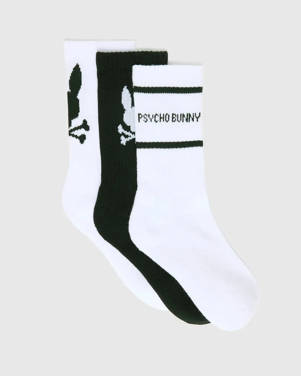 Psycho Bunny Kids Accessories KIDS 3 PACK SPORT SOCKS KO2200006 calzini sportivi neri 3 paia