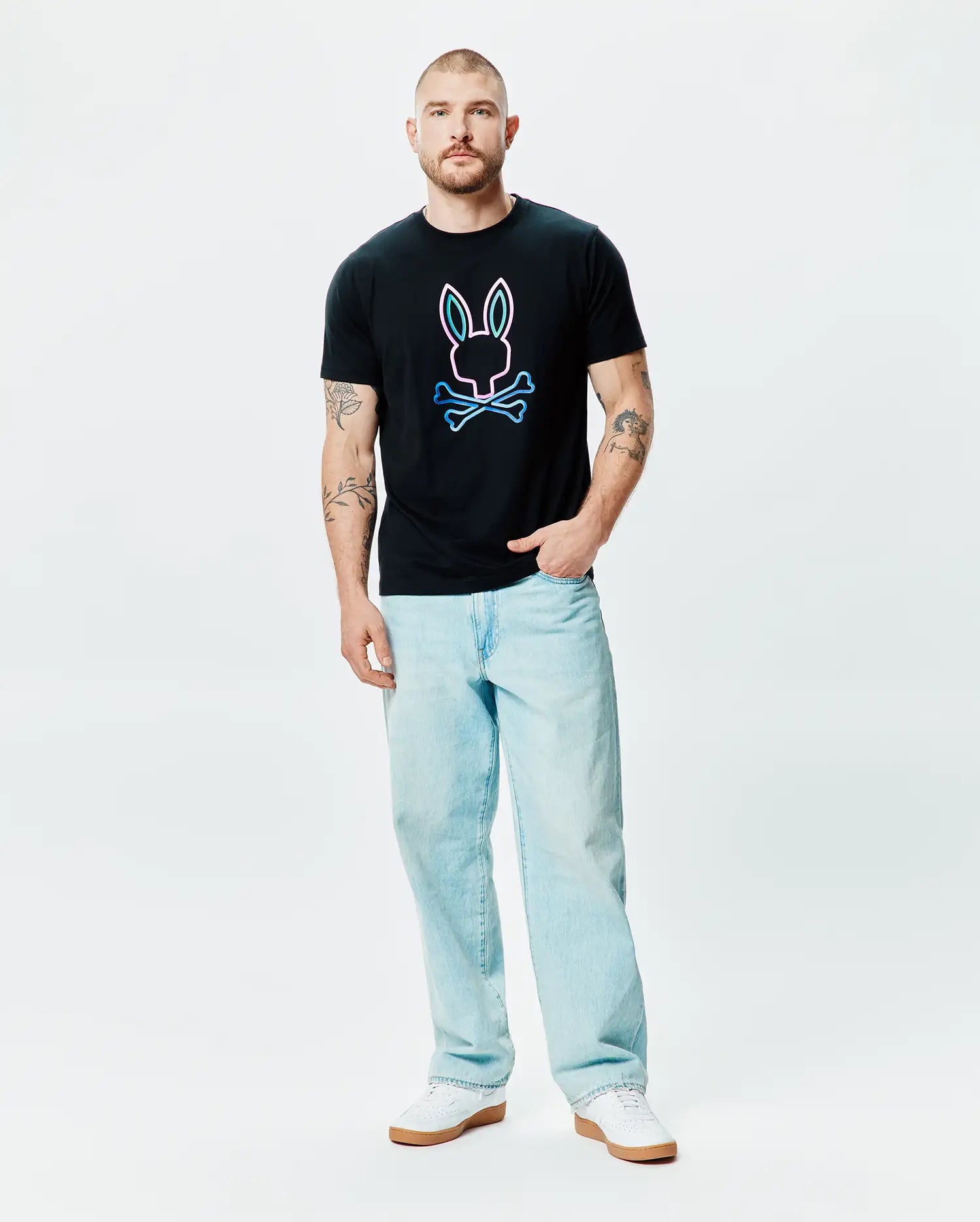 Psycho Bunny Men's Tees Dayton Graphic Tee maglietta nera