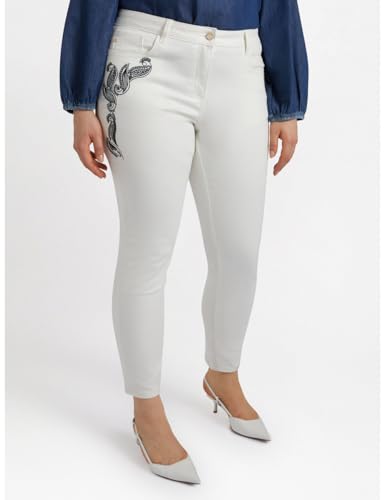 Fiorella Rubino Pantaloni Skinny Ricamati, taglie 50-54 Plus, disegno cashmere
