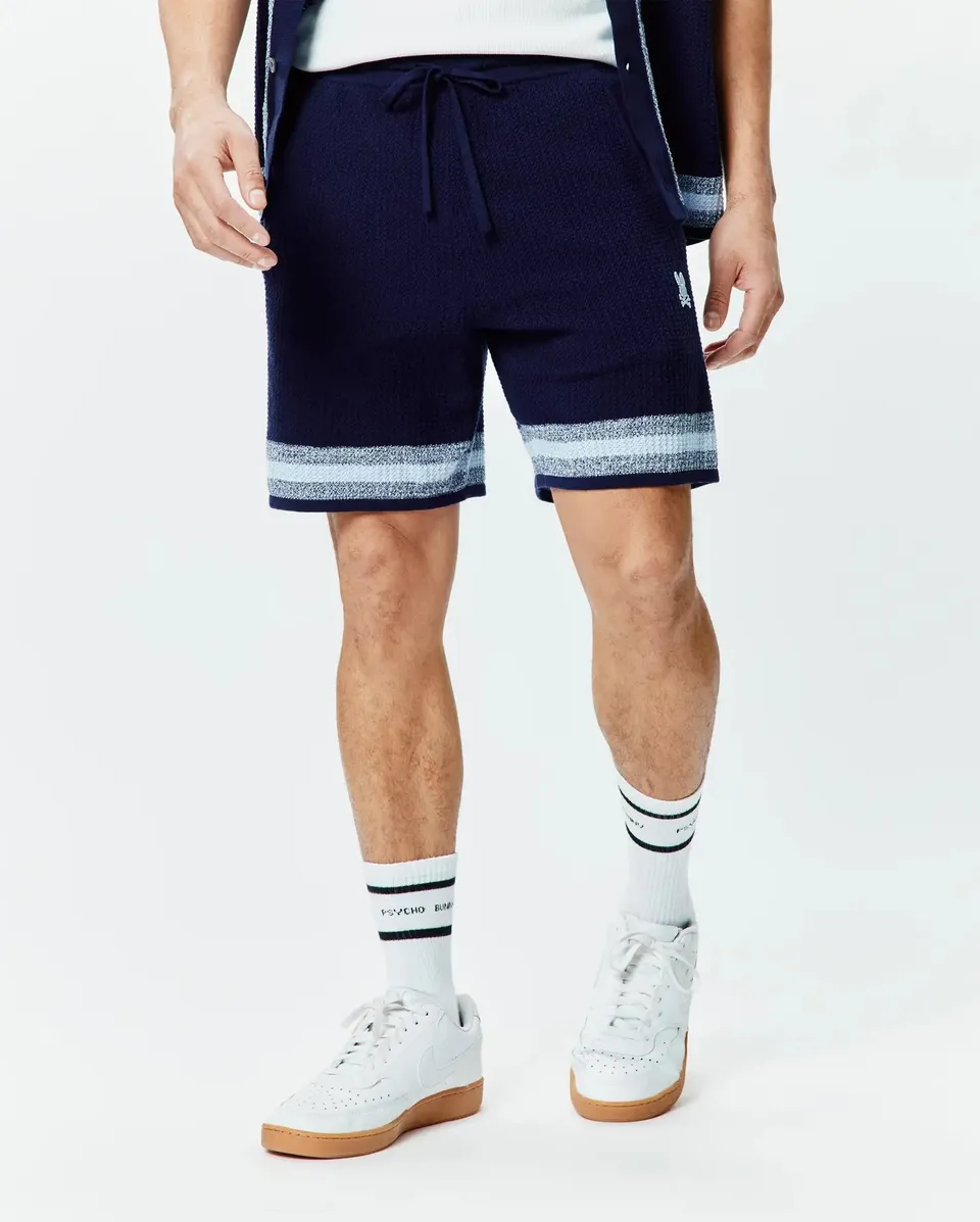 Psycho Bunny Men's Shorts Giles Knit Short 7" pantaloncini blu in cotone