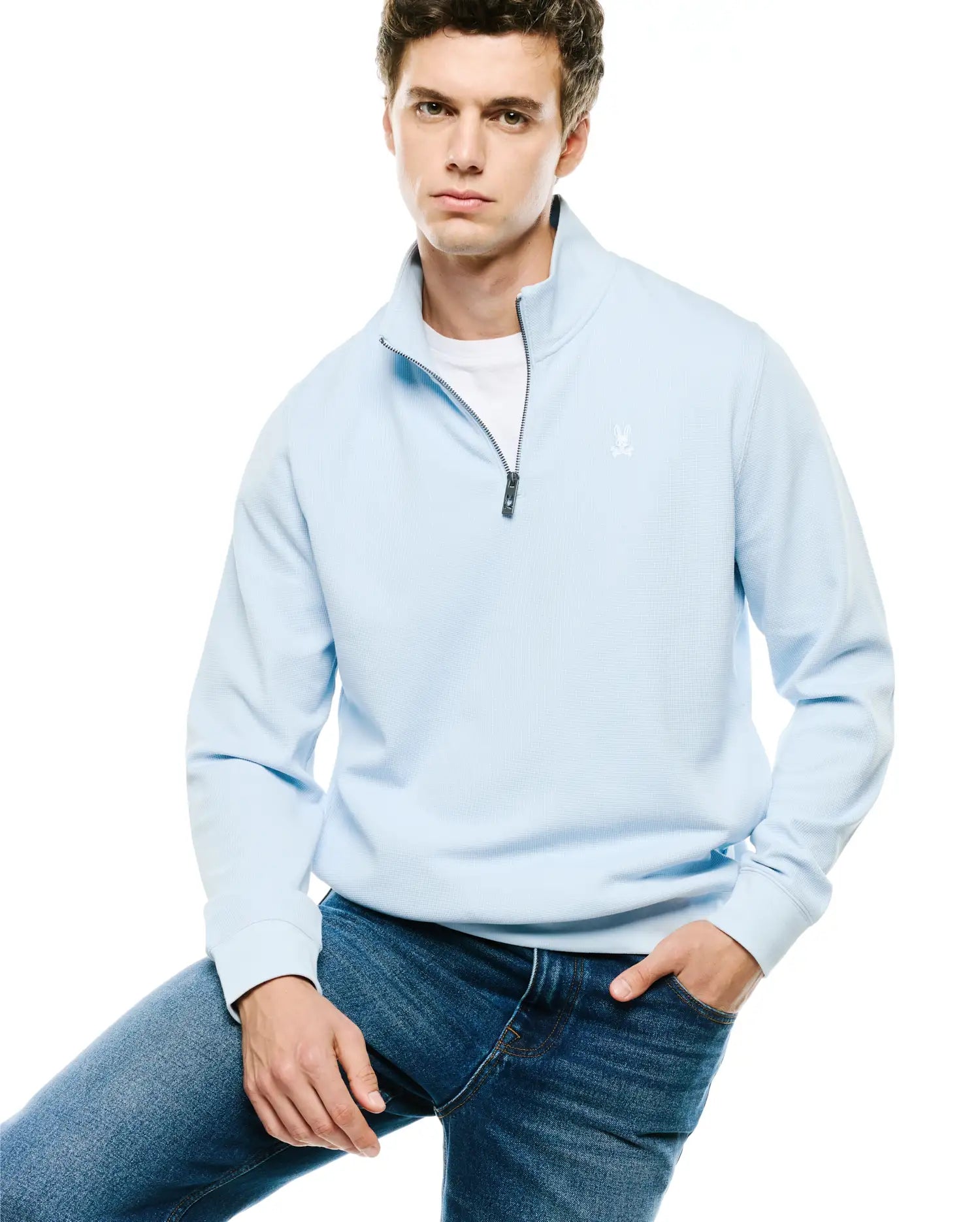 Psycho Bunny Men's Sweatshirts & Hoodies Maxton Waffle Sweatshirt felpa blu
