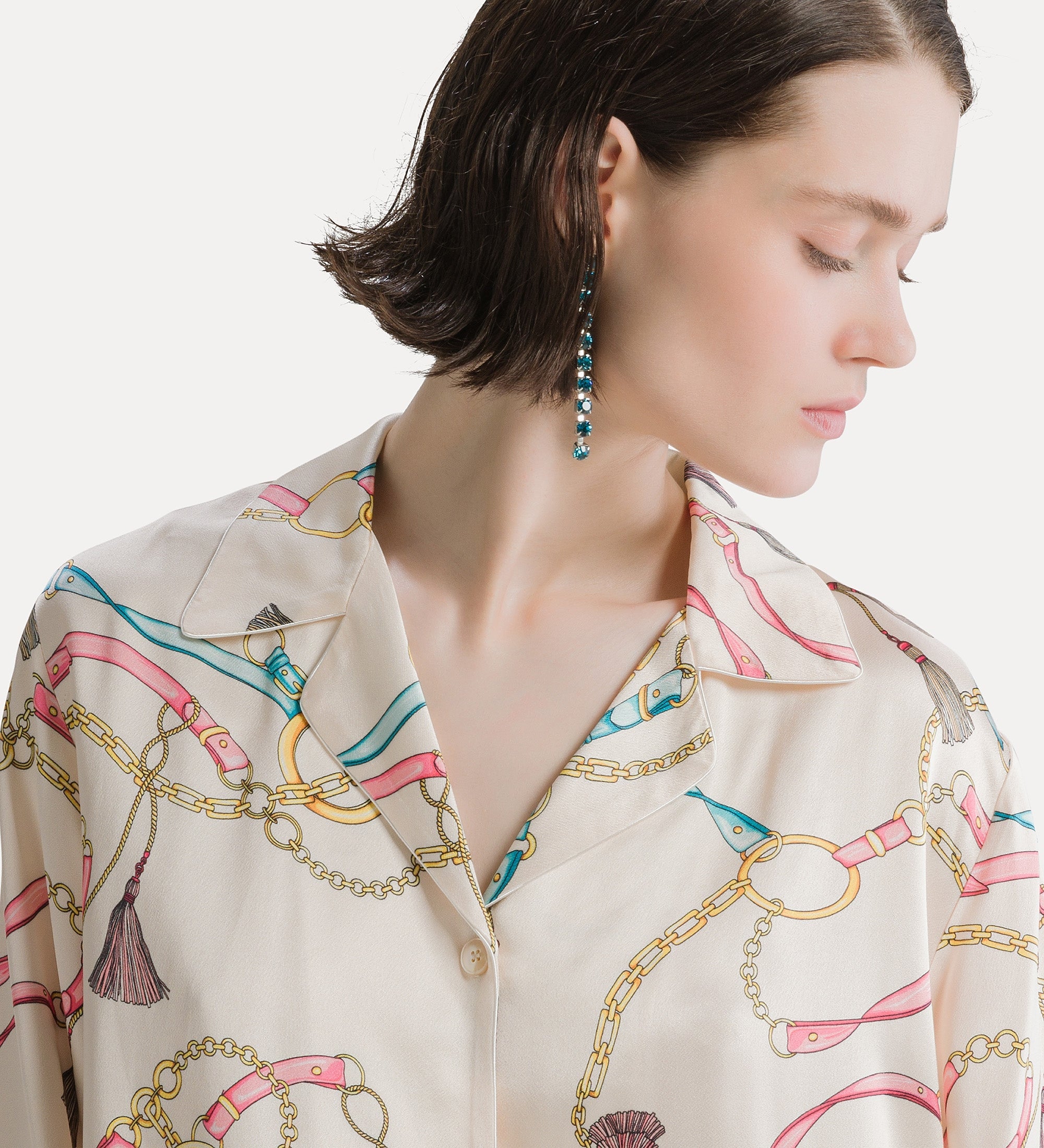 Forte camicie The Crown camicia pyjama in viscosa avorio
