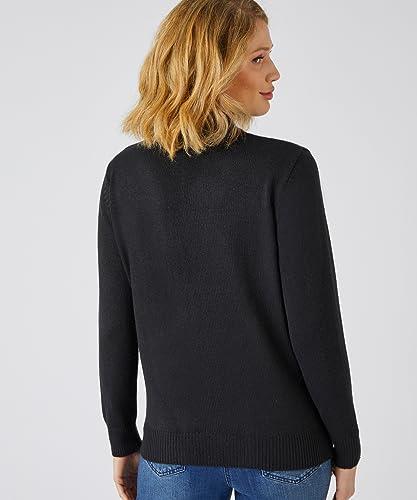 Damart Prêt-à-porter maglione collo alto abbottonato nero 48