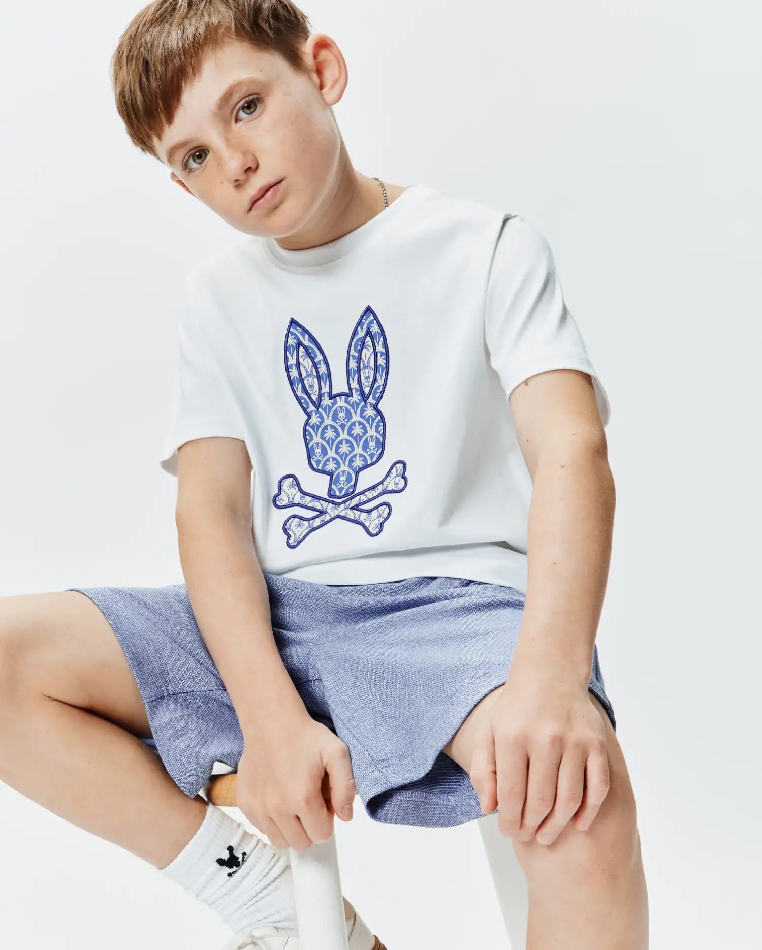 Psycho Bunny Kids Tees KIDS BRAD GRAPHIC TEE - KT0200182 t-shirt bambini bianca