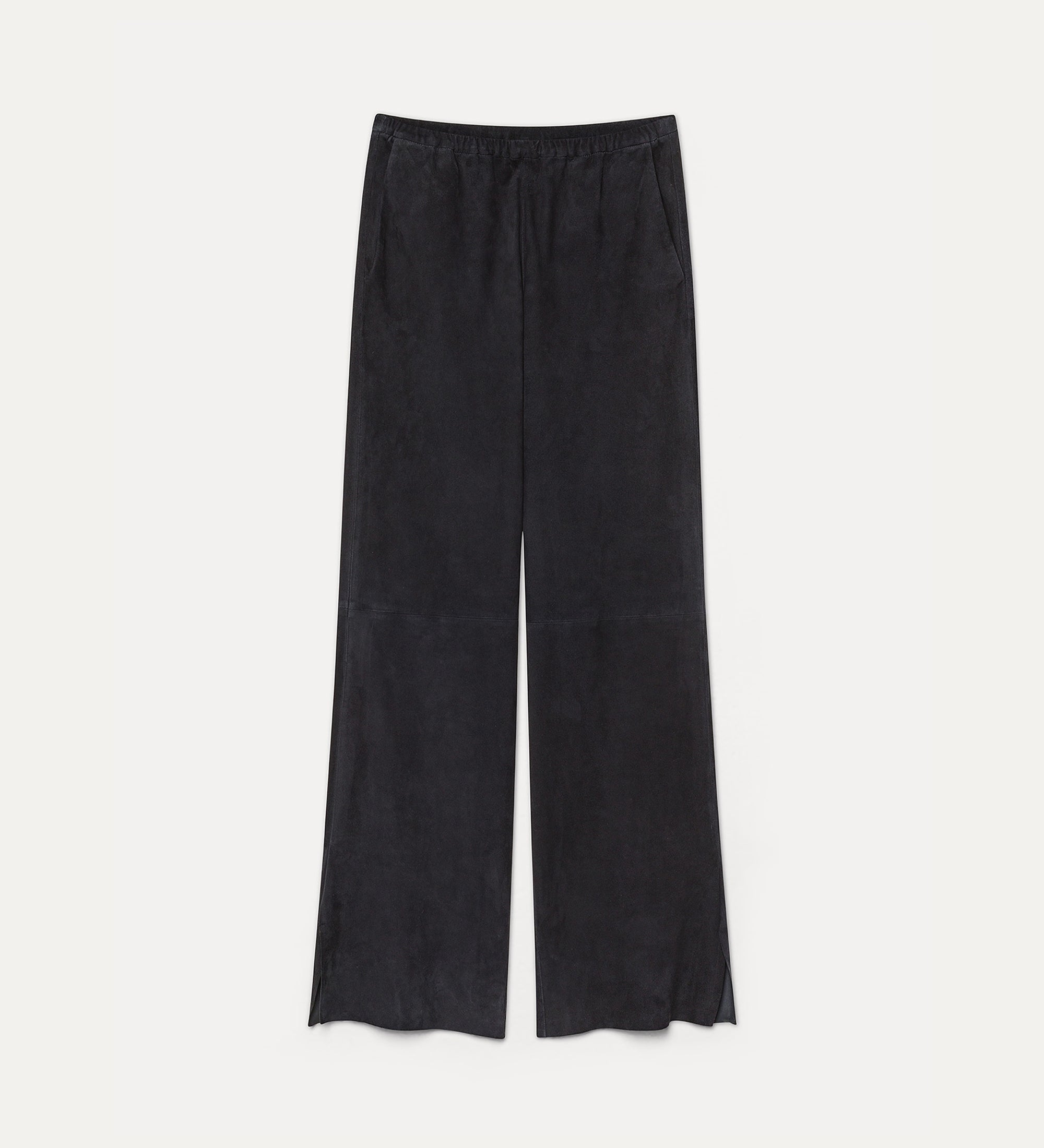 Forte pantaloni pantaloni in suede color notte a vita elastica