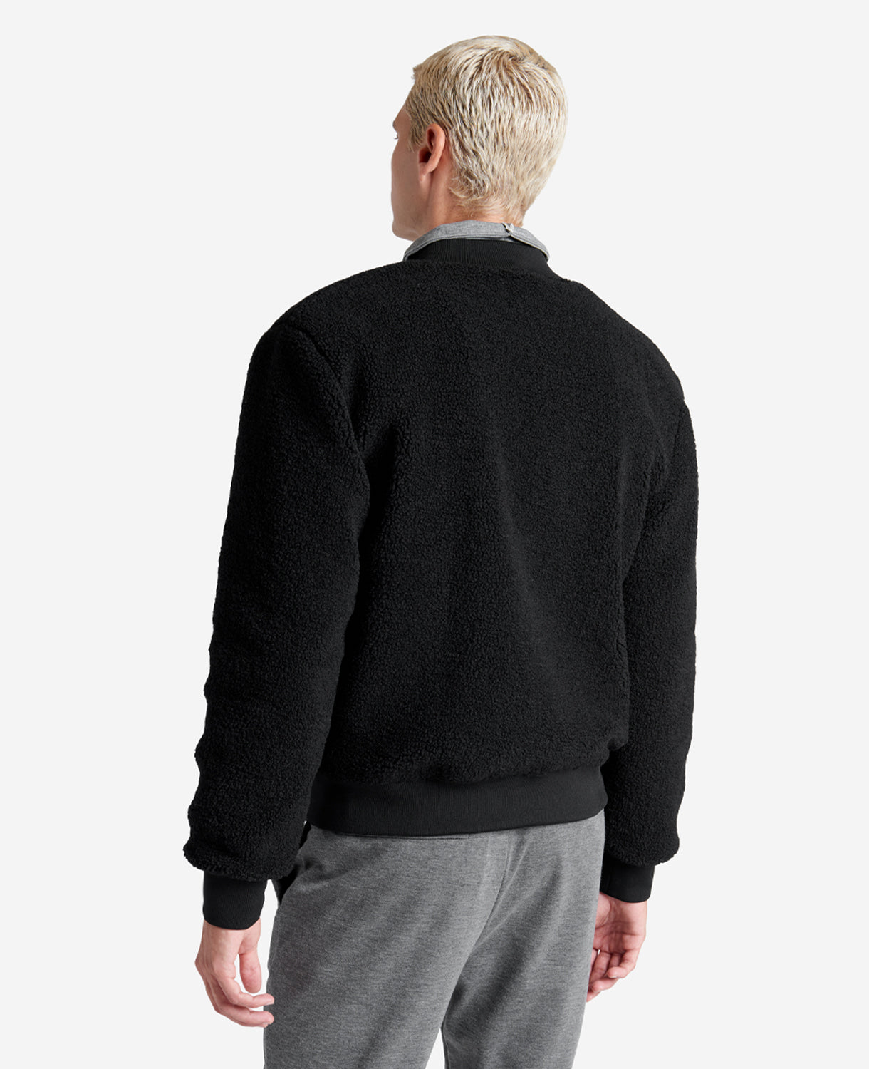 Kenneth Cole Reaction Clothing Reversible Sherpa Bomber Jacket giacca nera reversibile