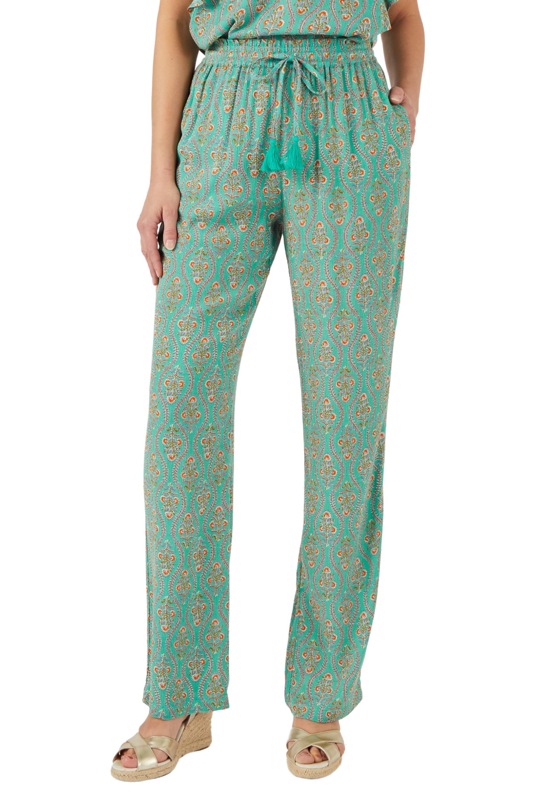 Damart Prêt-à-porter Pantaloni Crinkle floreali viola 46 viscosa