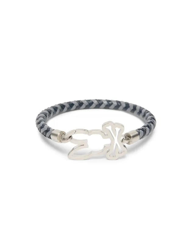 Psycho Bunny Accessories Men's Braided Leather Bracelet bracciale blu