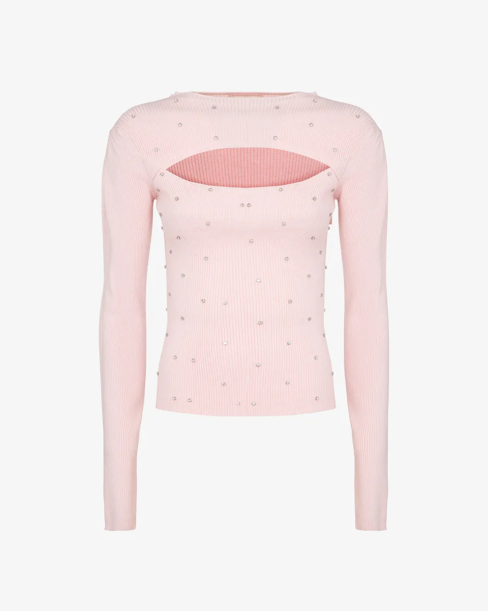 Markup Donna Maglieria Maglia con apertura e pietre maglia