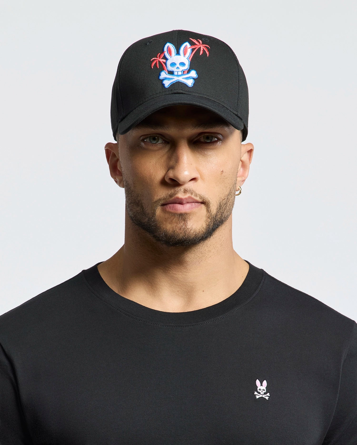 Psycho Bunny Accessories Men's Los Angeles Baseball Cap cappellino nero in cotone