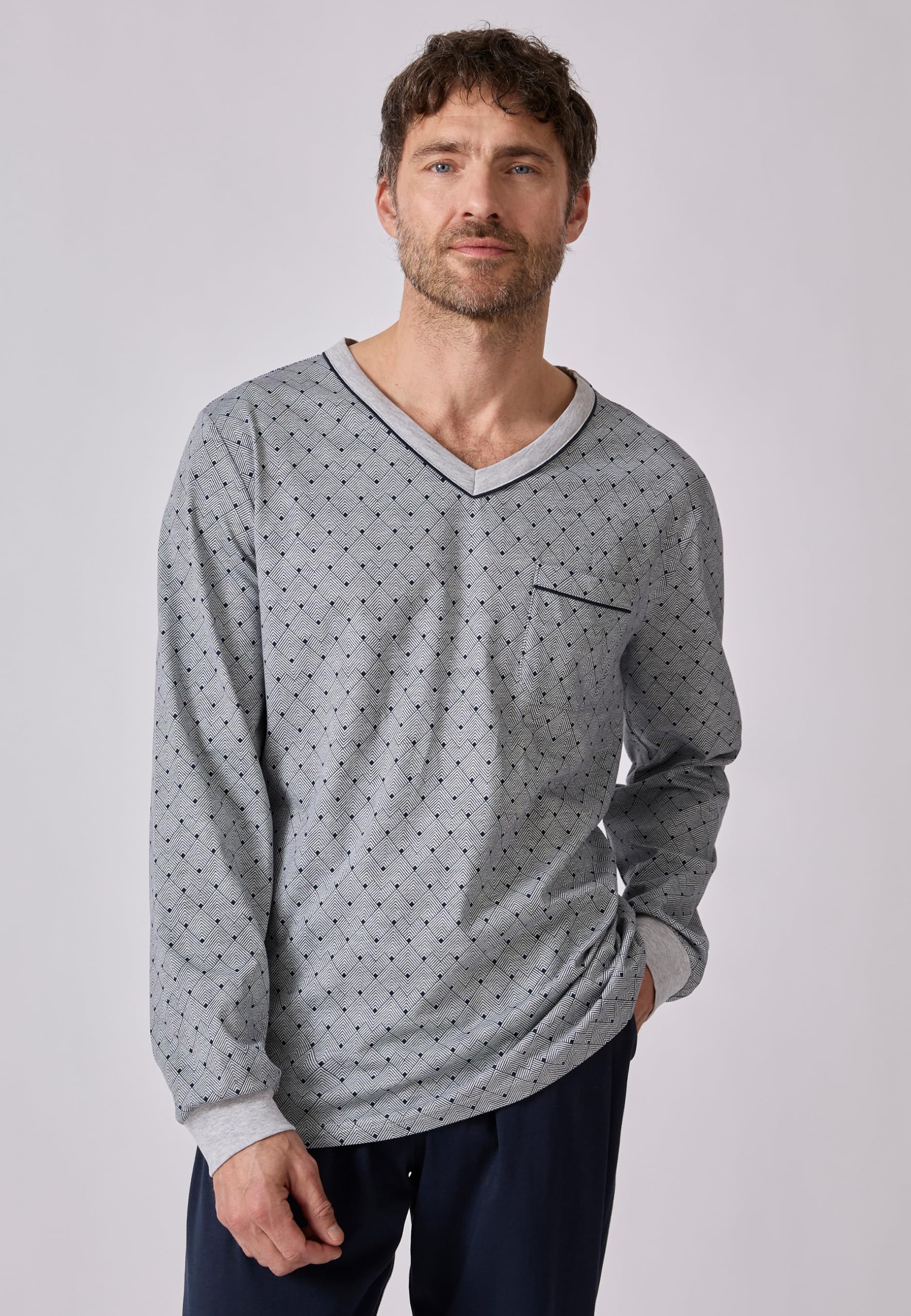 Damart Homewear pigiama jogging uomo grigio effetto grafico S cotone