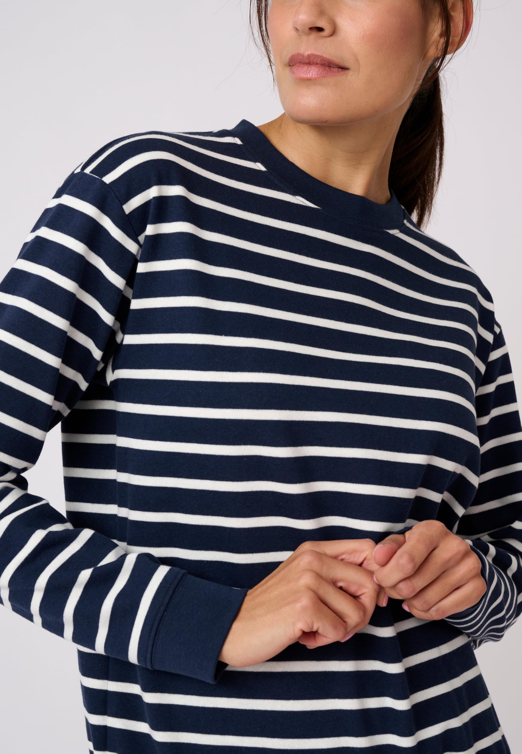 Damart Prêt-à-porter felpa donna 54-56 blu marino a righe in pile