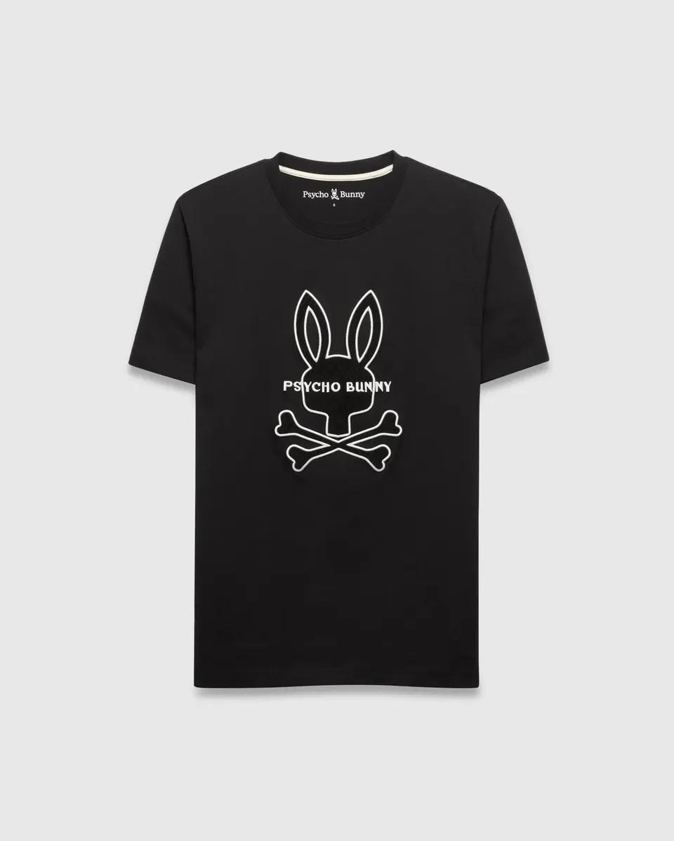 Psycho Bunny Men's Tees Craig Graphic Tee T-shirt nera cotone