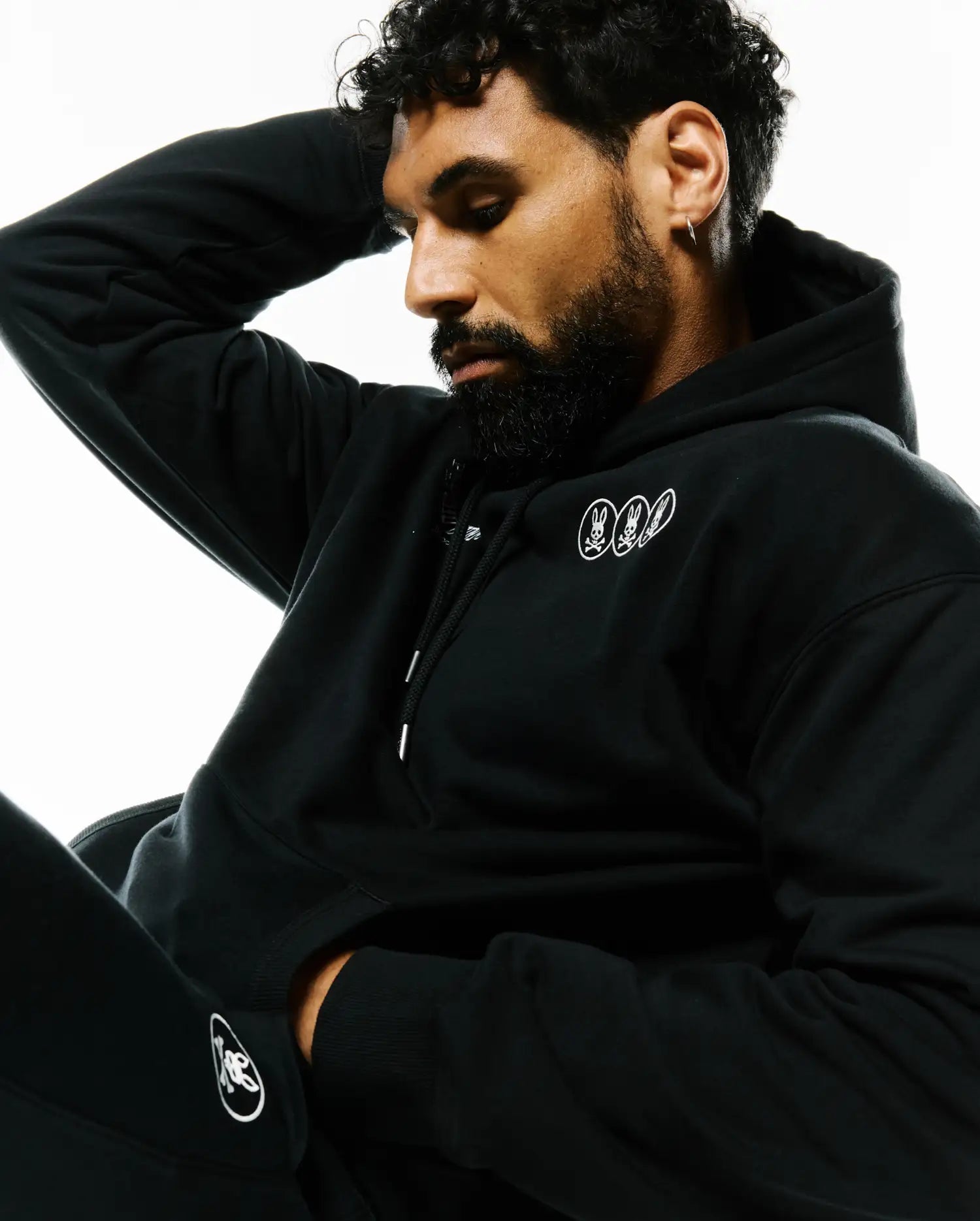 Psycho Bunny Men's Sweatshirts & Hoodies Nathaniel felpa con cappuccio nera XXS cotone