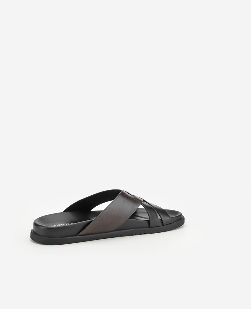 Kenneth Cole Reaction Shoes Wooper Leather Sandal sandalo nero pelle