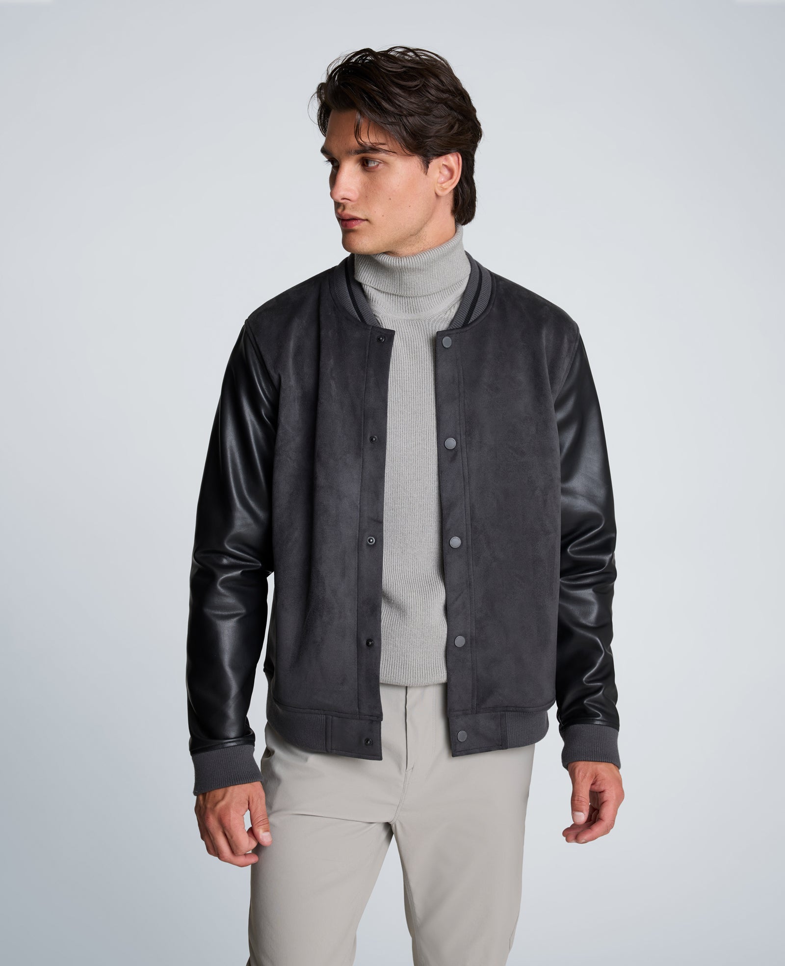 Kenneth Cole Reaction Clothing Varsity Bomber Jacket giacca bomber antracite