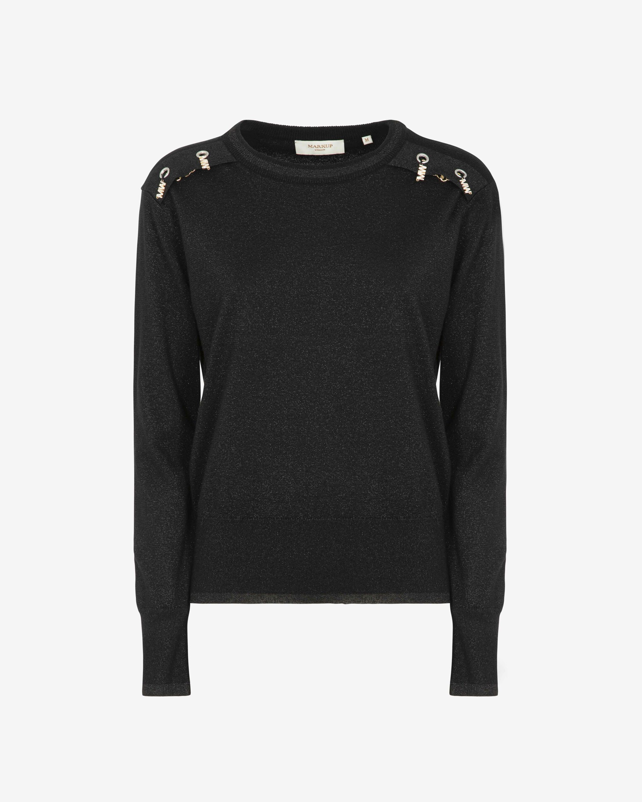 Markup Donna Maglieria Girocollo dettagli lurex applicazioni spalle maglia donna