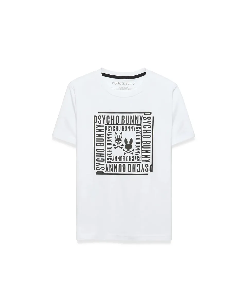 Psycho Bunny Kids Tees Raj Pima Graphic Tee t-shirt bambini bianca cotone Pima
