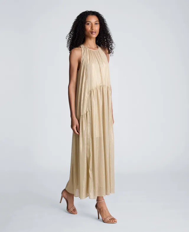 Kenneth Cole Reaction Clothing Gathered Halter Neck Foil Maxi Dress abito maxi oro chiaro