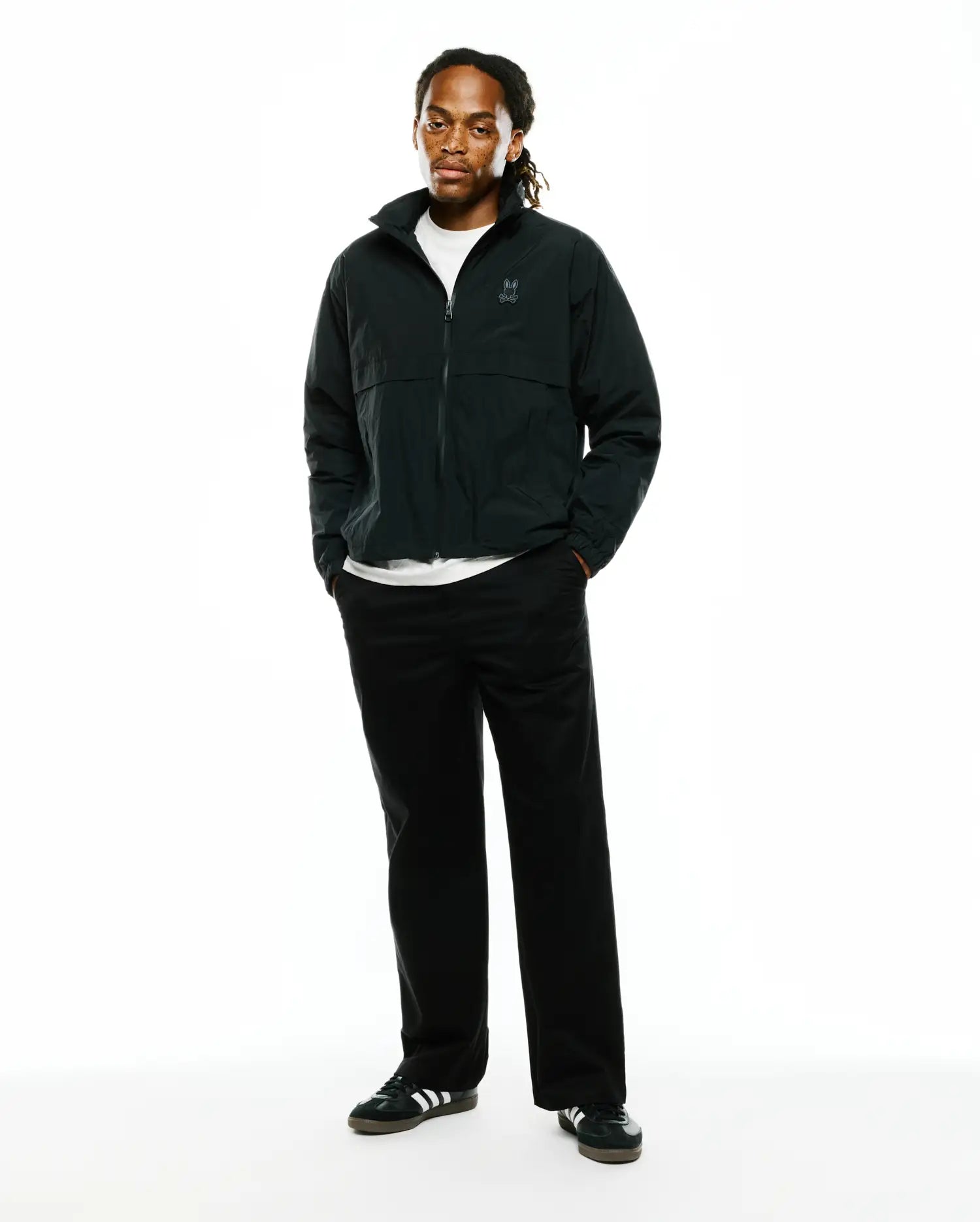 Psycho Bunny Jackets MENS JAVIER NYLON WINDBREAKER JACKET giacca nera XXS-XXXL antivento