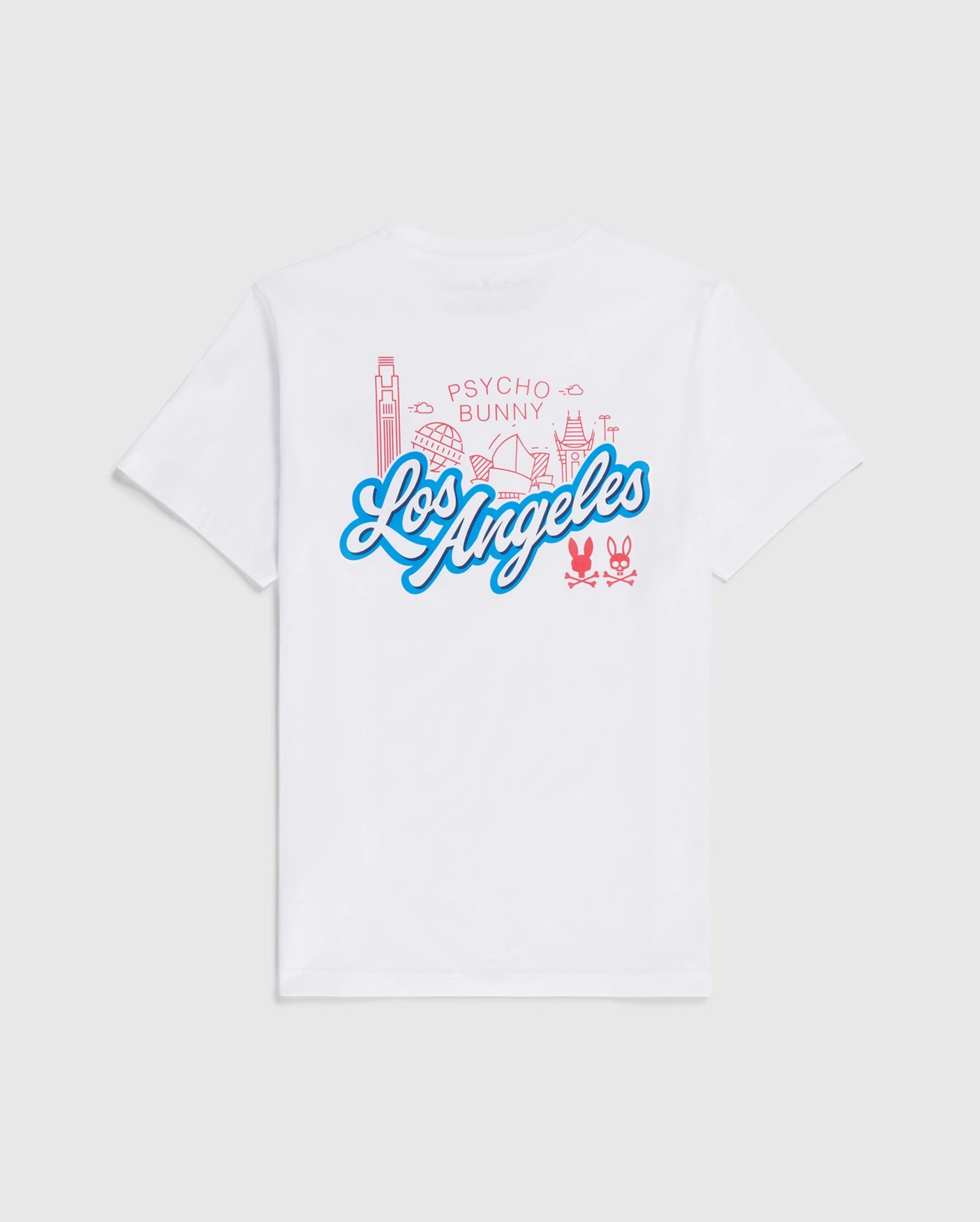 Psycho Bunny Men's Tees Los Angeles City Tee B6U861A2PC T-shirt bianca in cotone Pima