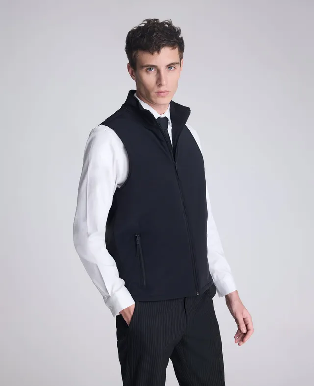 Kenneth Cole Reaction Clothing Mixed Media Vest gilet nero imbottito leggero
