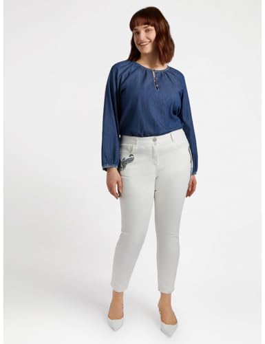 Fiorella Rubino Pantaloni Skinny Ricamati, taglie 50-54 Plus, disegno cashmere