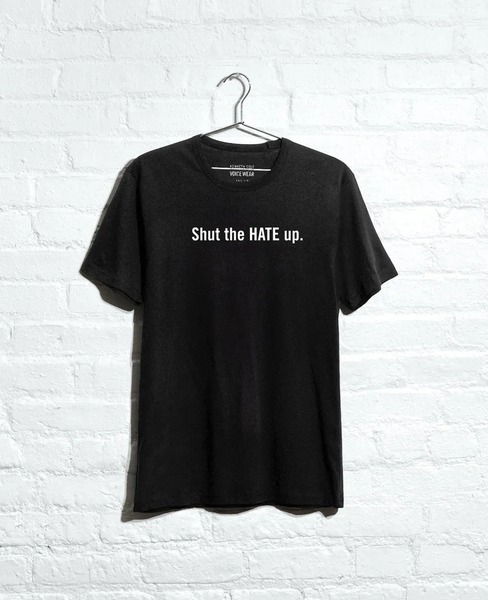 Kenneth Cole Reaction Clothing Shut The Hate Up T-shirt nera XXS–XXL in cotone