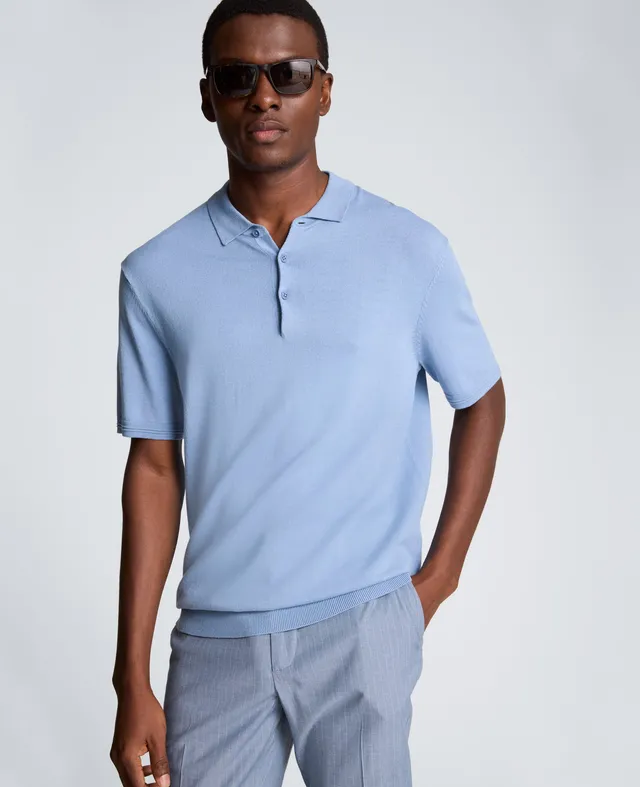 Kenneth Cole Reaction Clothing Short Sleeve Polo Sweater maglia polo uomo blu chiaro
