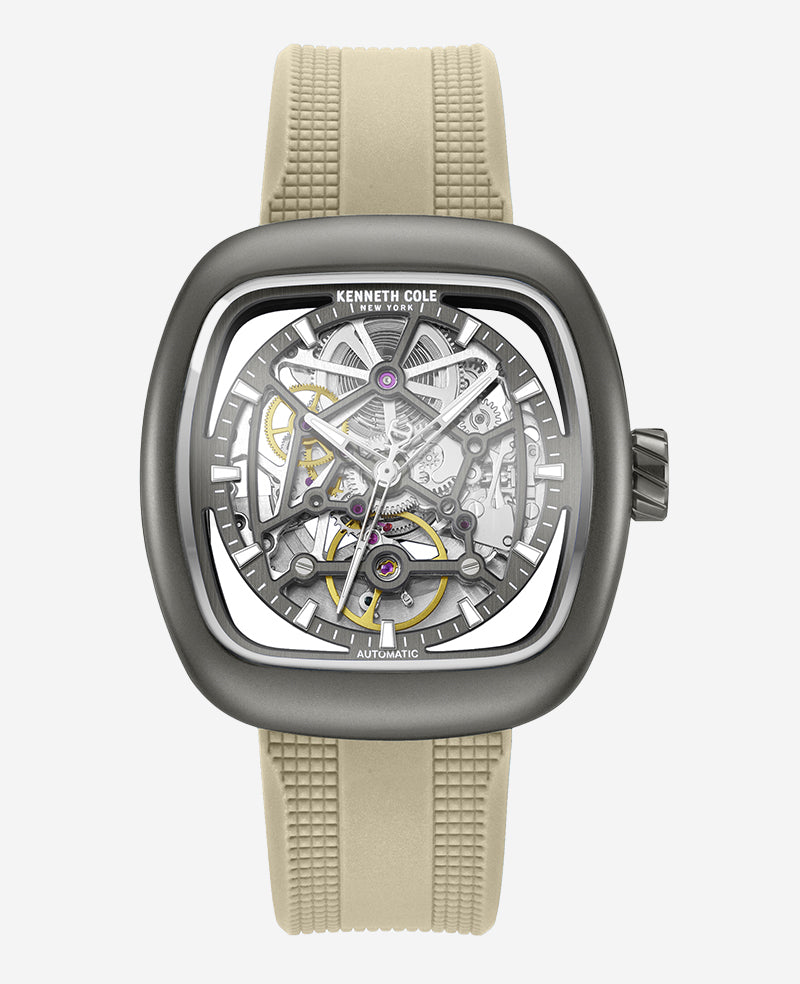 Kenneth Cole Reaction Watches Skeleton Automatic Bracelet Watch with 3-Strap Set orologio gunmetal