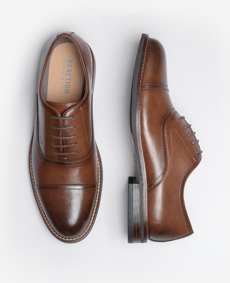 Kenneth Cole Reaction Shoes Lawstin Cap Toe Oxford scarpe tan supporto arco