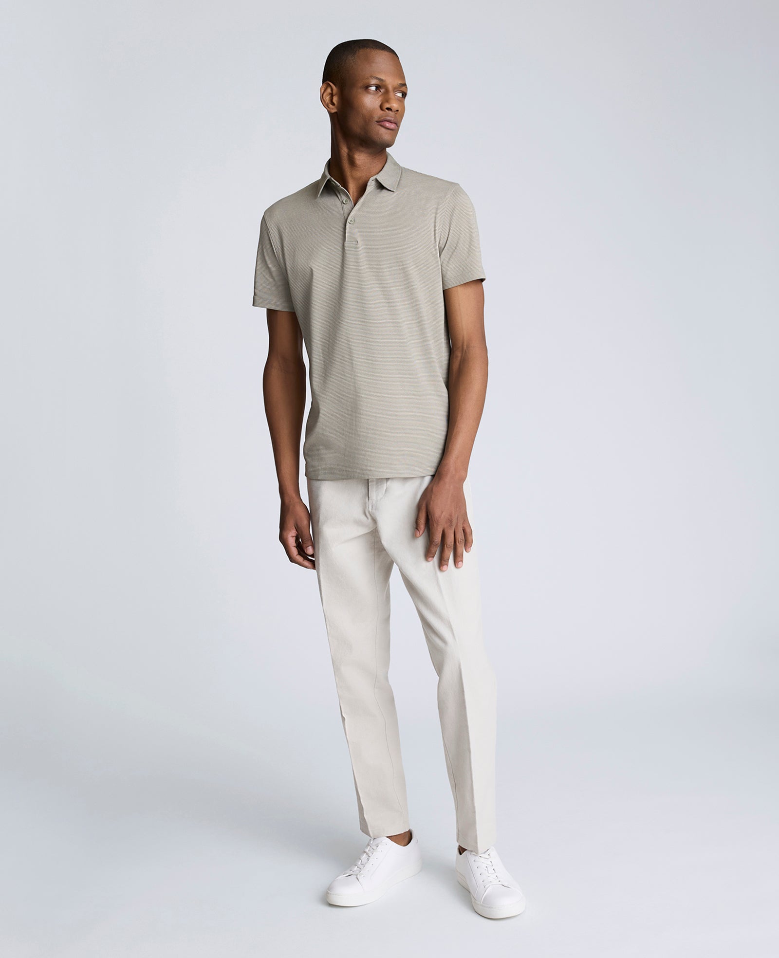 Kenneth Cole Reaction Clothing Knit Two-Toned Button Polo polo verde salvia