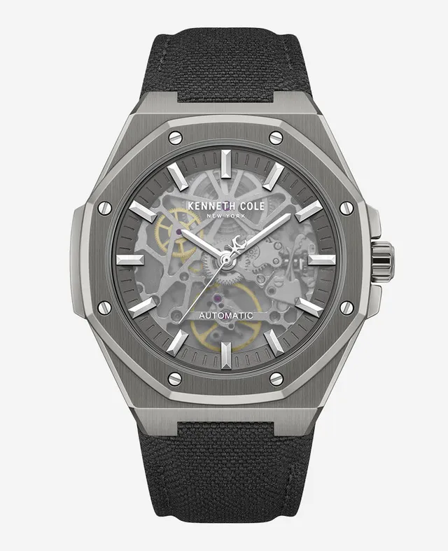 Kenneth Cole Reaction Watches Skeleton Automatic Nylon Strap Watch orologio Gunmetal automatico