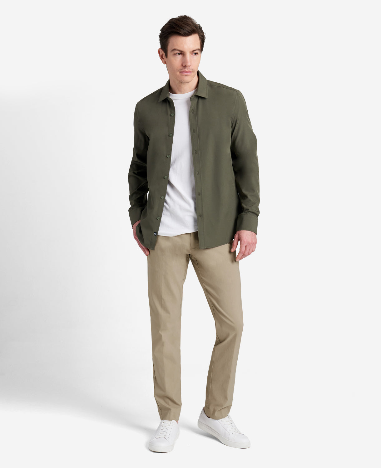 Kenneth Cole Reaction Clothing Stretch Twill Regular-Fit Flex Waistband Pant pantaloni tan
