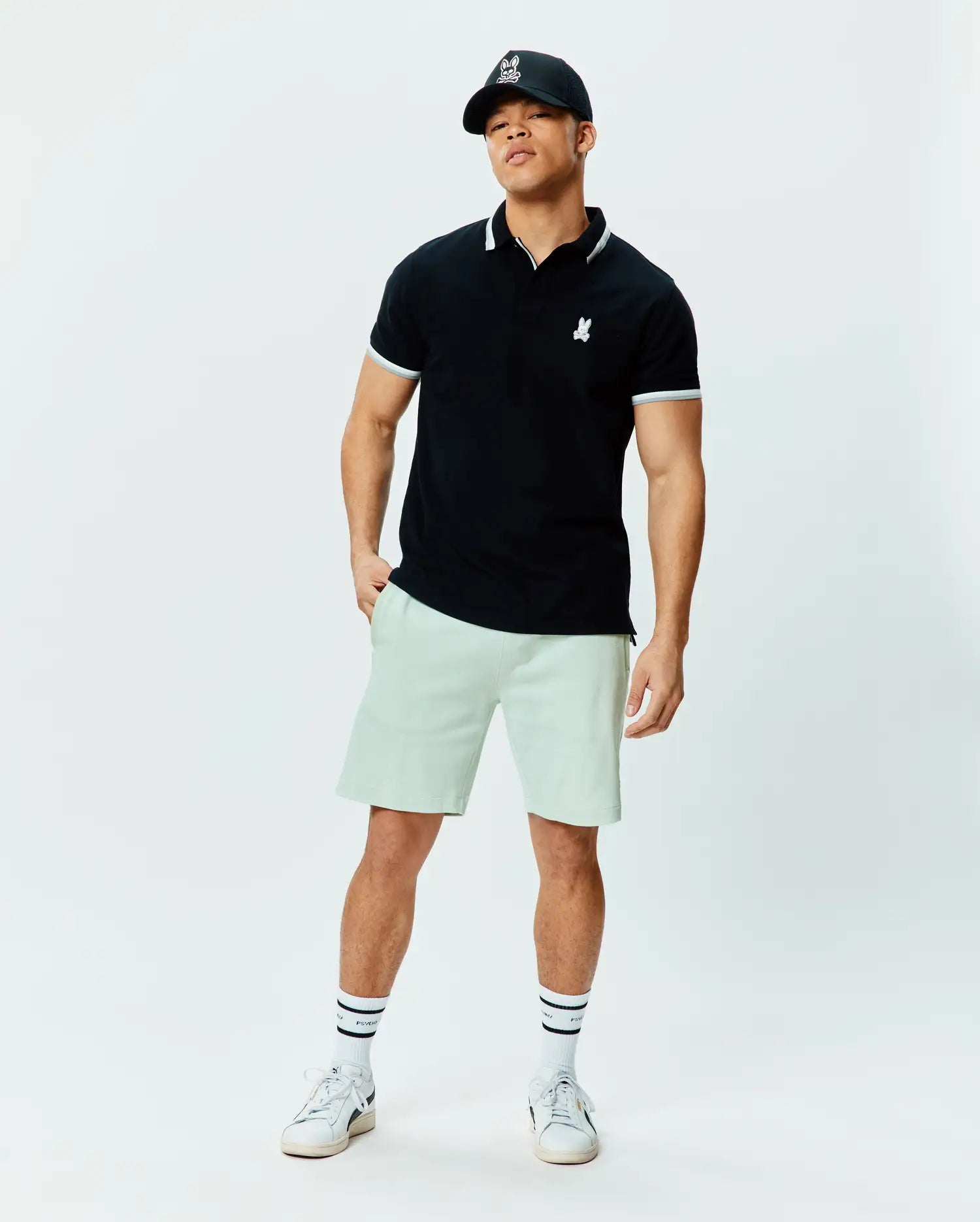 Psycho Bunny Men's Shorts Keith Short 8" MB0900045 bermuda Misty Jade in cotone